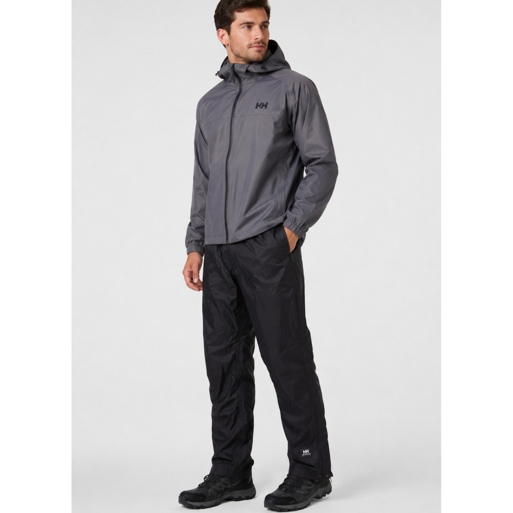 Helly Hansen‎ Packable Rain Pants Vintage Black Full Side Zip Waterproof Large